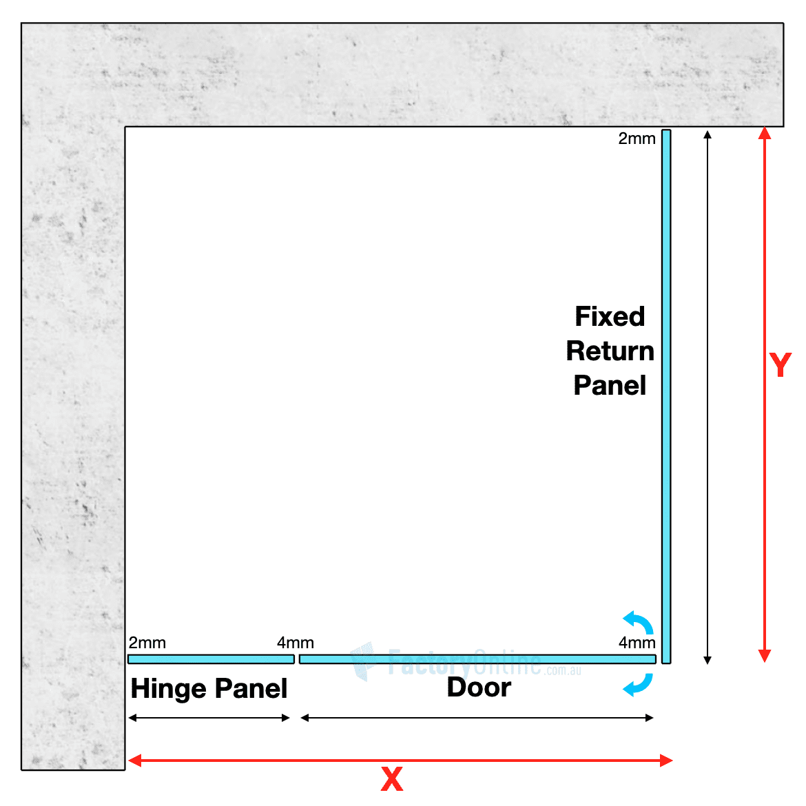 Corner shower screen footprint